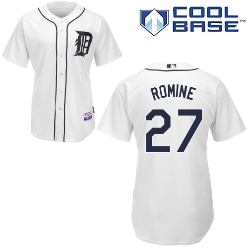 Andrew Romine #27 MLB Jersey-Detroit Tigers Men's Authentic Home White Cool Base Baseball Jersey